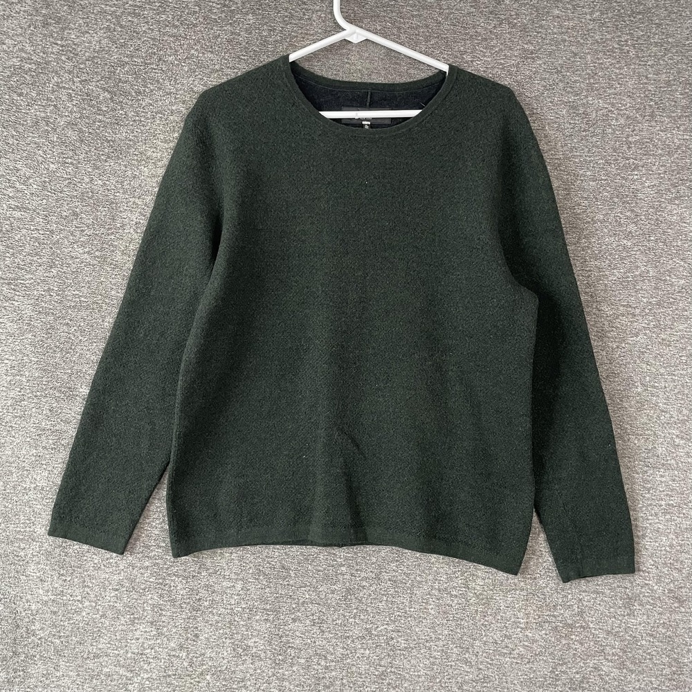 Rag & Bone Sweater Mens XL Green Solid Cotton Wool Crewneck Knit Pullover